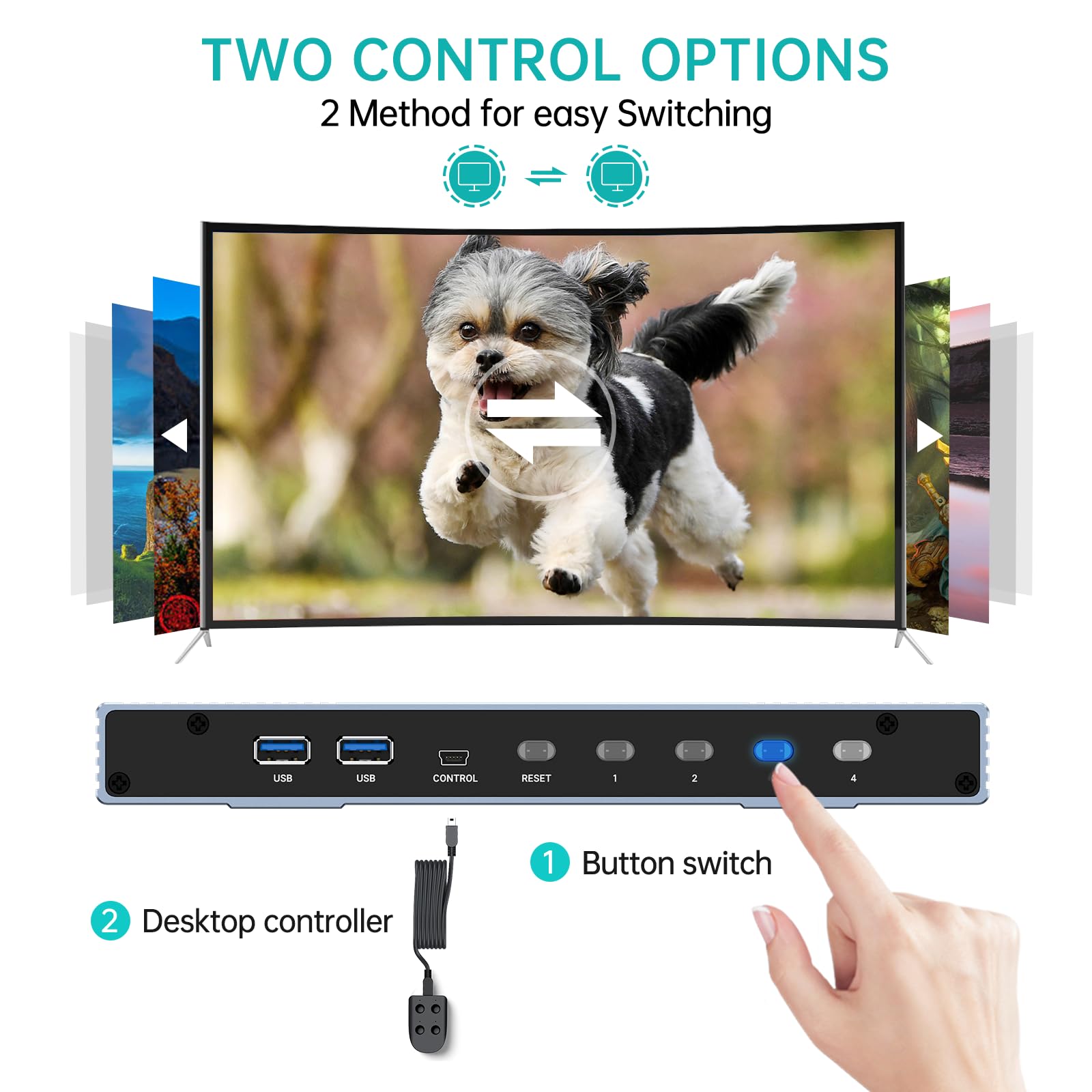 MT-VIKI 8K@60Hz HDMI 2.1 KVM Switch 4 Port - 4 in 1 Out USB 3.0 Switcher with HDCP 2.3, Dolby Audio, 3D HDR Support | Aluminum Case with Wired Controller & USB Cables | Perfect for Gaming, Home Theater & Multi-Computer Workstations