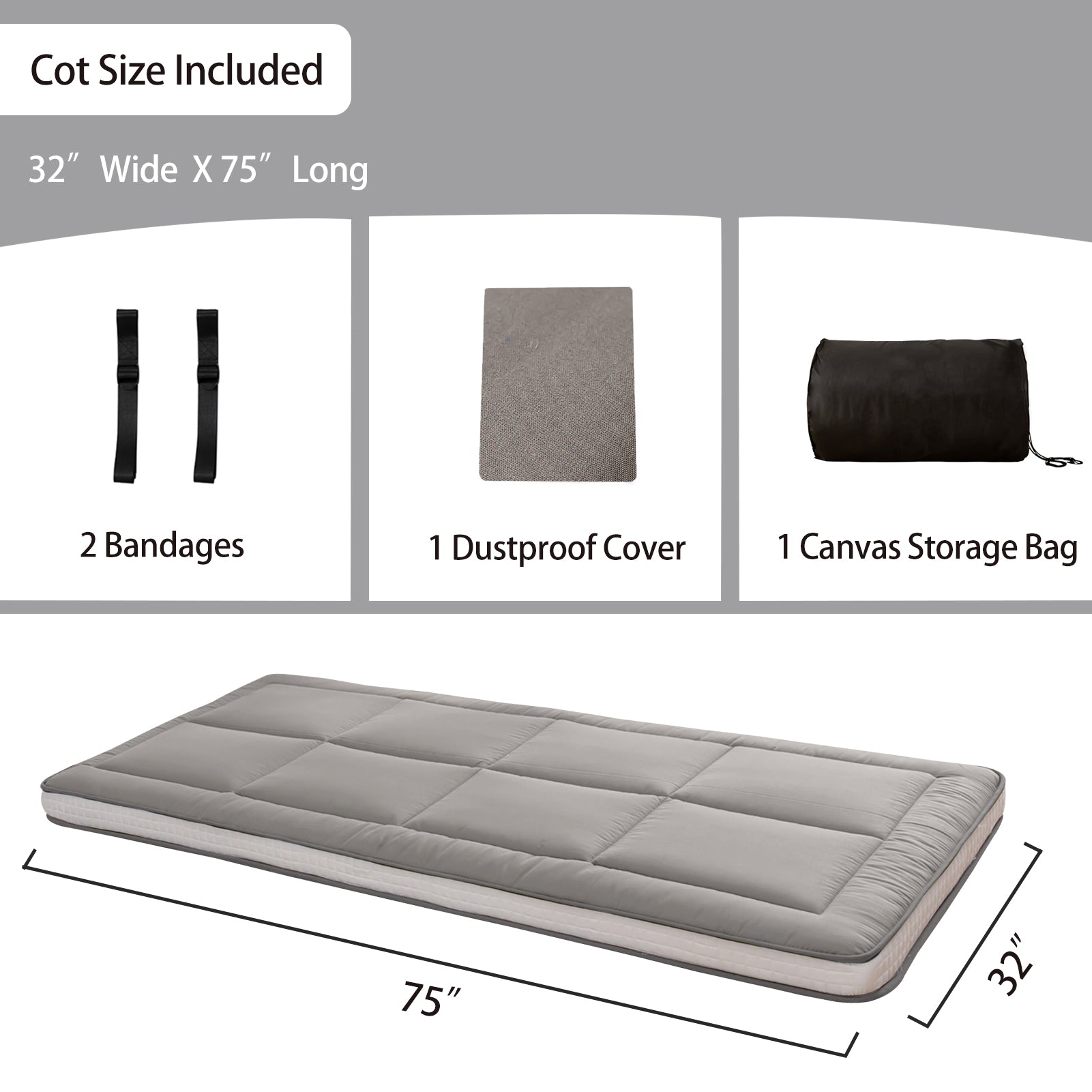 MAXYOYO 32 x 75 Inch Cot Size Futon Mattress - Foldable Floor Mattress, Tatami Mat for Guest Bed, Camping & Home Decor | Comfortable & Space-Saving Sleeping Solution