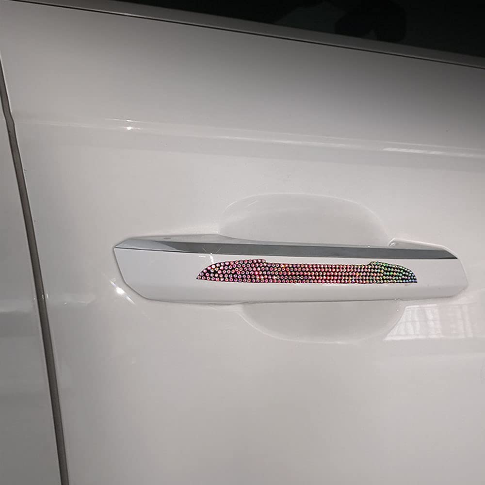 Sparkling Rhinestone Car Door Side Anti-Collision Strip & Rear View Mirror Protector Decoration (Red, 2PCS) - Enhance Vehicle Safety & Style for Sedans, SUVs, Trucks