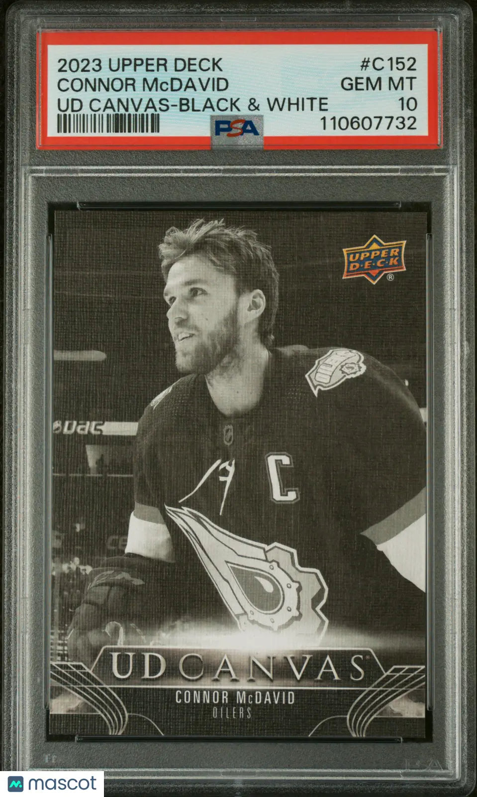2023-24 Upper Deck Series 2 UD Canvas Connor McDavid Black & White PSA 10 Graded Hockey Card - Perfect for Collectors, Investors & Sports Memorabilia Enthusiasts