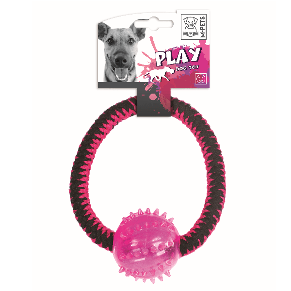 M PETS Twist Ring Ball Rope - Durable Interactive Dog Toy for Chewing, Fetch & Training | Perfect for Indoor & Outdoor Play with Small to Medium Dogs