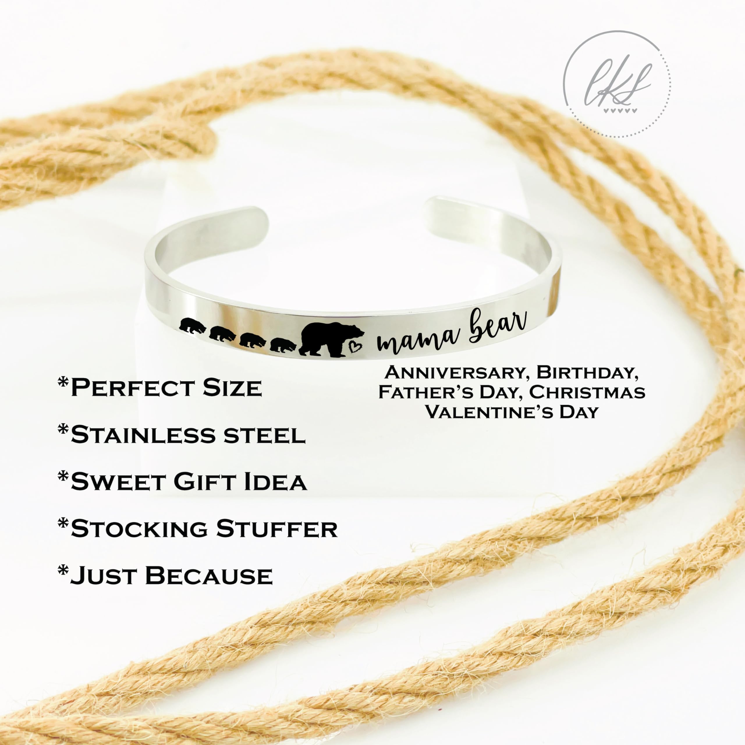 Mama Bear 4 Cub Cuff Bracelet - Sterling Silver Mom Jewelry Gift for Birthday, Christmas, Mother's Day - Perfect for Moms, Grandmas & Special Women - FBA-MAMA-BEAR-CUFF (4 Cubs) | Ideal for Everyday Wear, Special Occasions & Heartfelt Gifting