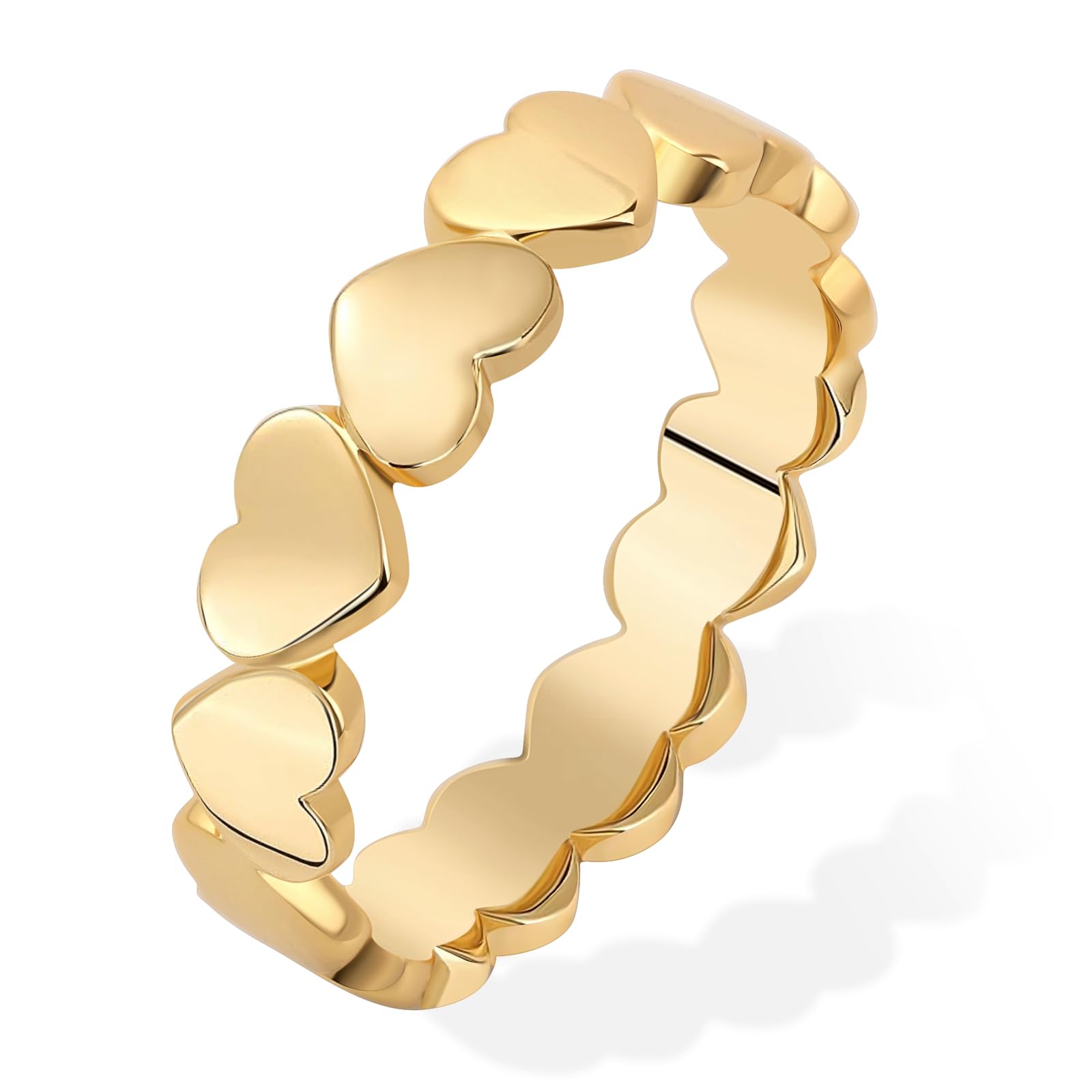 14K Gold Plated Heart Stackable Rings for Women - Dainty Minimalist Love Rings | Comfortable & Meaningful Jewelry Gift for Anniversary, Valentine's Day & Everyday Wear