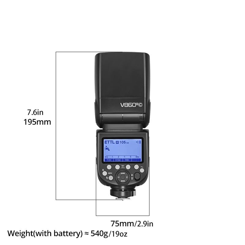 Godox V860III-C TTL 2.4G GN60 HSS Camera Flash with 10-Speed Adjustable Modeling Light & 2600mAh Lithium Battery for Canon DSLR - Perfect for Wedding, Portrait & Studio Photography