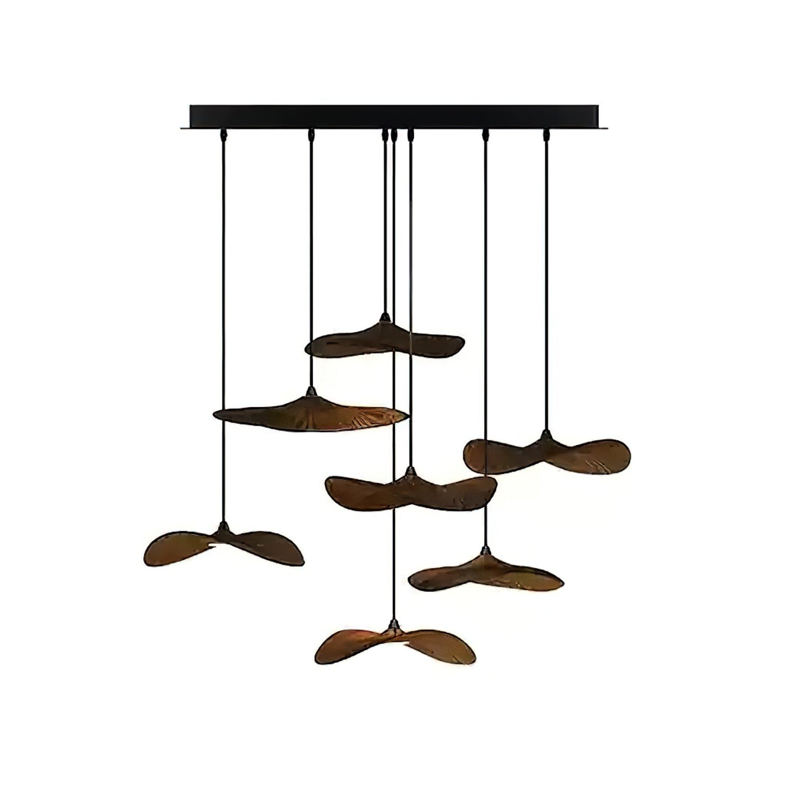 Modern Empty Leaf Chandelier - Elegant Gold Metal Pendant Light Fixture for Dining Room, Living Room, Bedroom & Foyer - Perfect Home Decor Lighting for Farmhouse, Boho & Rustic Interiors