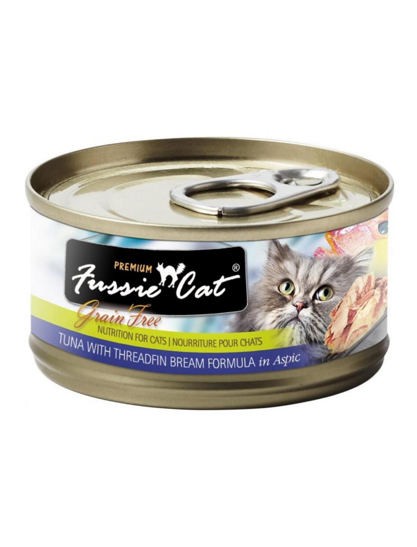 Premium Fussie Cat Black Label Tuna & Threadfin Bream Wet Cat Food - 80g Can, Grain-Free High Protein Meal for Adult & Senior Cats - Perfect for Picky Eaters & Special Occasions