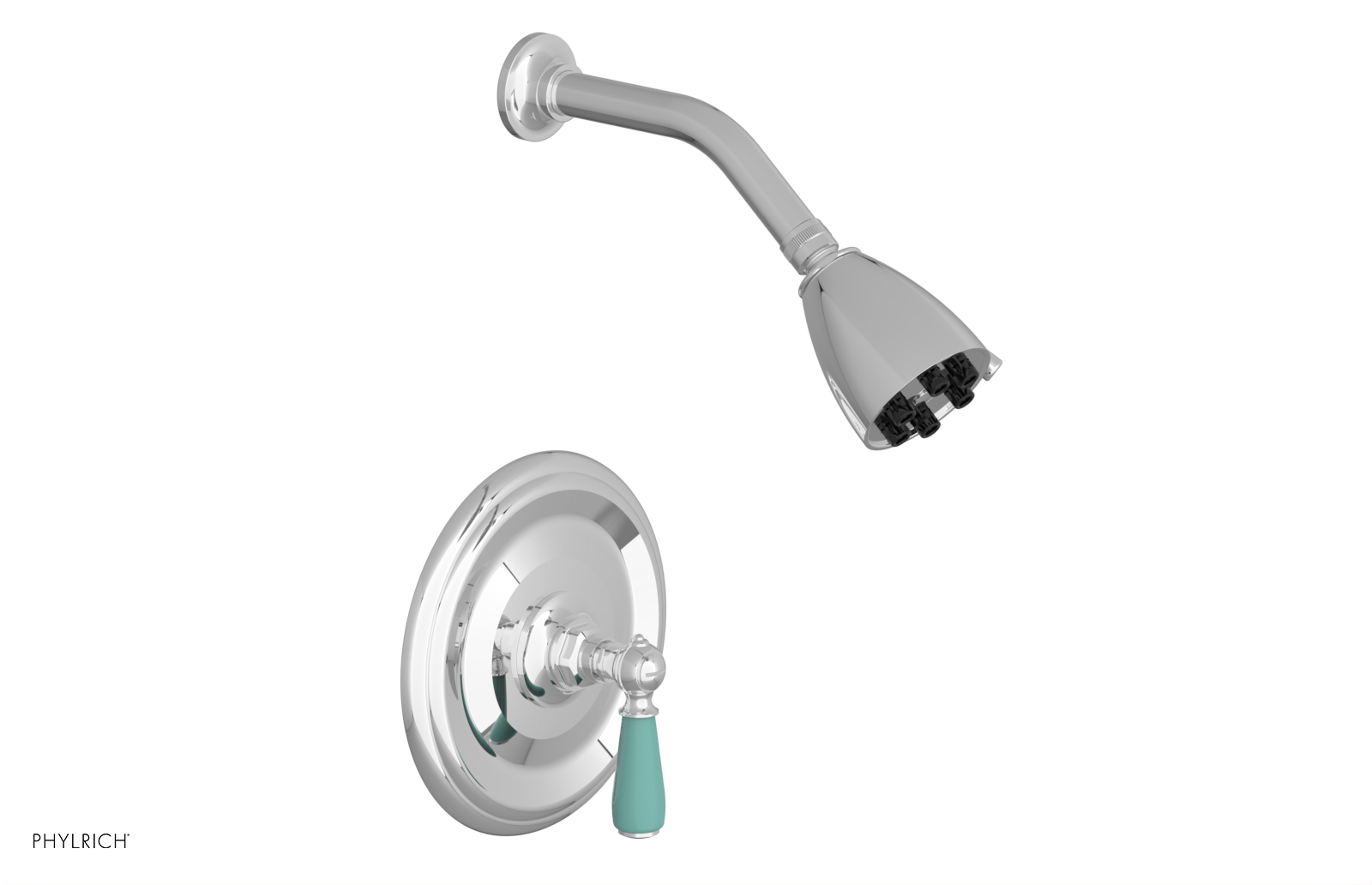 Jamestown Pressure Balance Shower Set with Lever Handle & Turquoise Accents - Model 165-22 | Modern Bathroom Fixture for Spa-Like Shower Experience