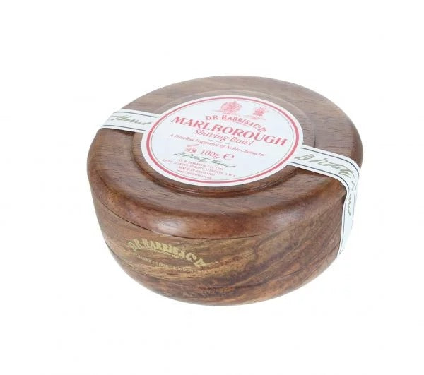 D.R. Harris Marlborough Shaving Soap in Mahogany Bowl - Luxury Wet Shaving for Men - Perfect for Traditional Shaving & Grooming Rituals