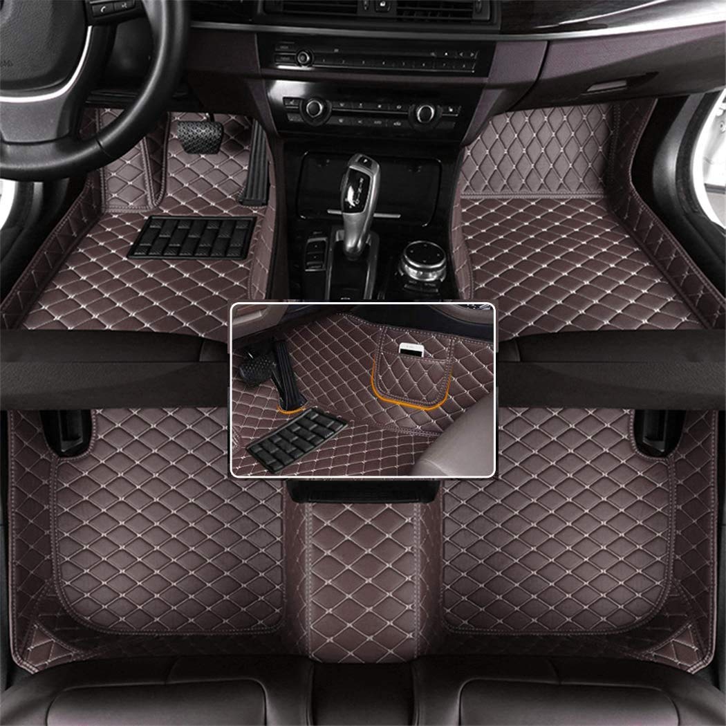 Custom All-Weather Waterproof Car Floor Mats for 95% Sedan & SUV Vehicles - Full Coverage Leather Auto Mats with Premium Protection (Perfect for Daily Commute, Road Trips & Off-Road Adventures)