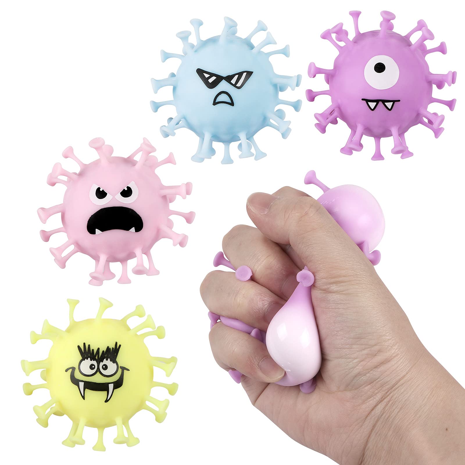 MEIEST 4 Pack Color Changing Stress Balls - Squeeze Sensory Fidget Toys for Anxiety Relief, Hand Therapy & Stress Management for Adults & Kids - Perfect for Office, Classroom, Travel & Home Use
