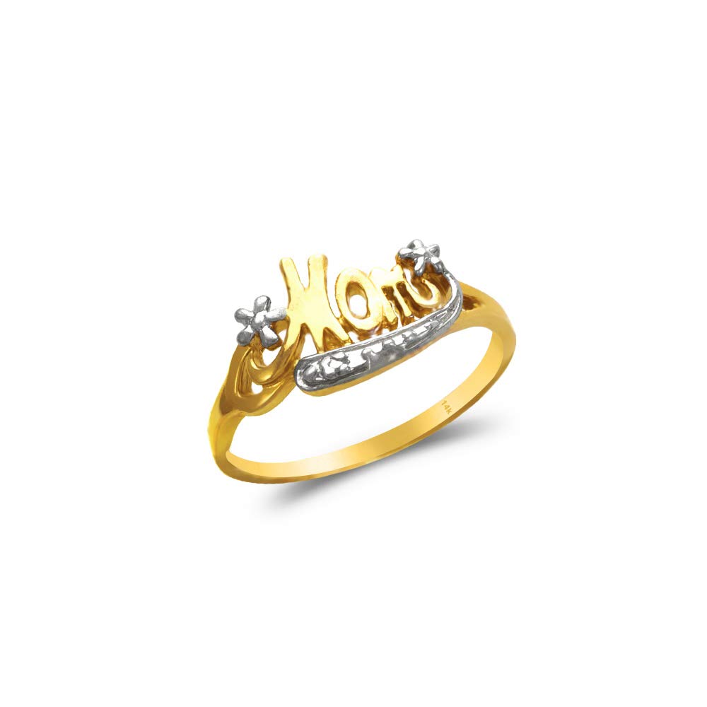 14K Two Tone Gold Mam Ring - Elegant Mother's Day Jewelry Gift for Mom - Anillo Para Mama - Perfect for Birthdays, Anniversaries & Special Occasions