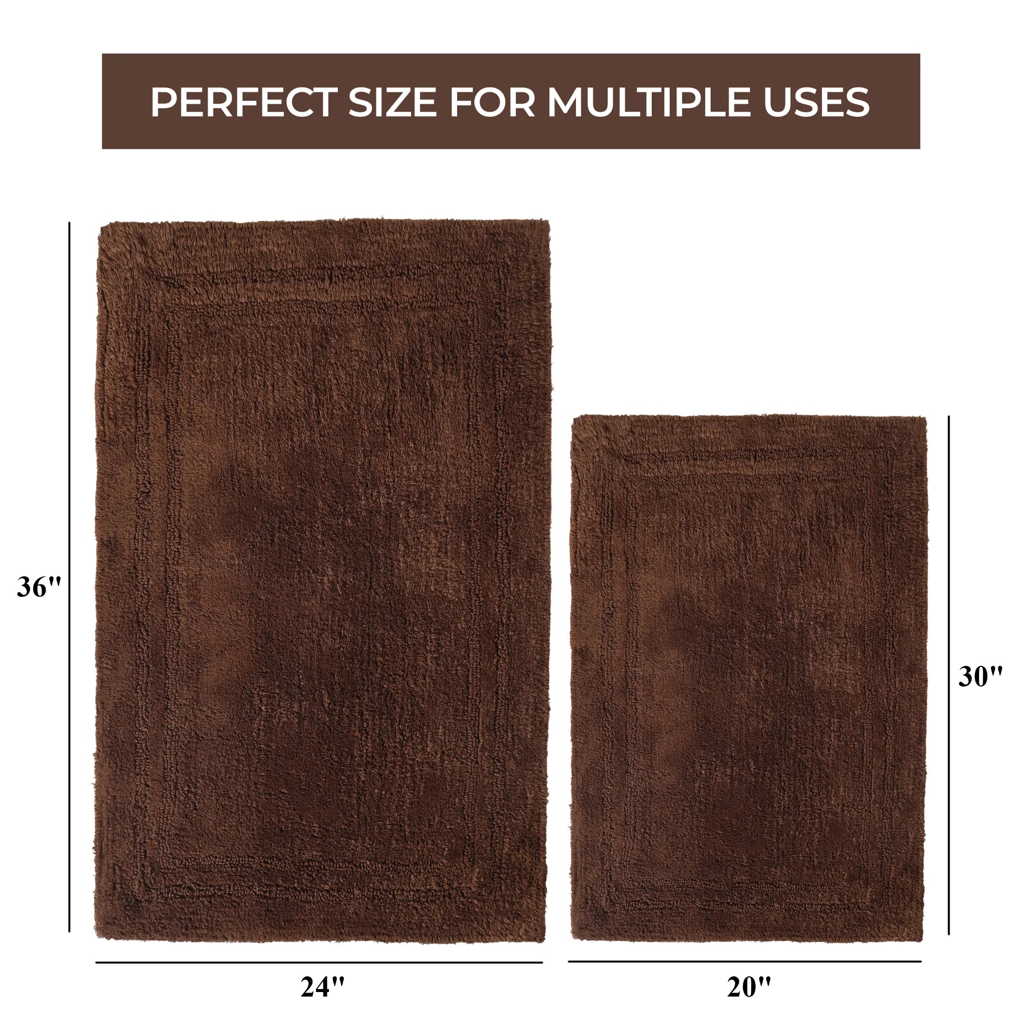 Non-Slip Cotton Bathroom Rug Set - 2 Piece Washable Absorbent Bath Mat with Anti-Skid Backing for Bathroom, Shower & Vanity Area