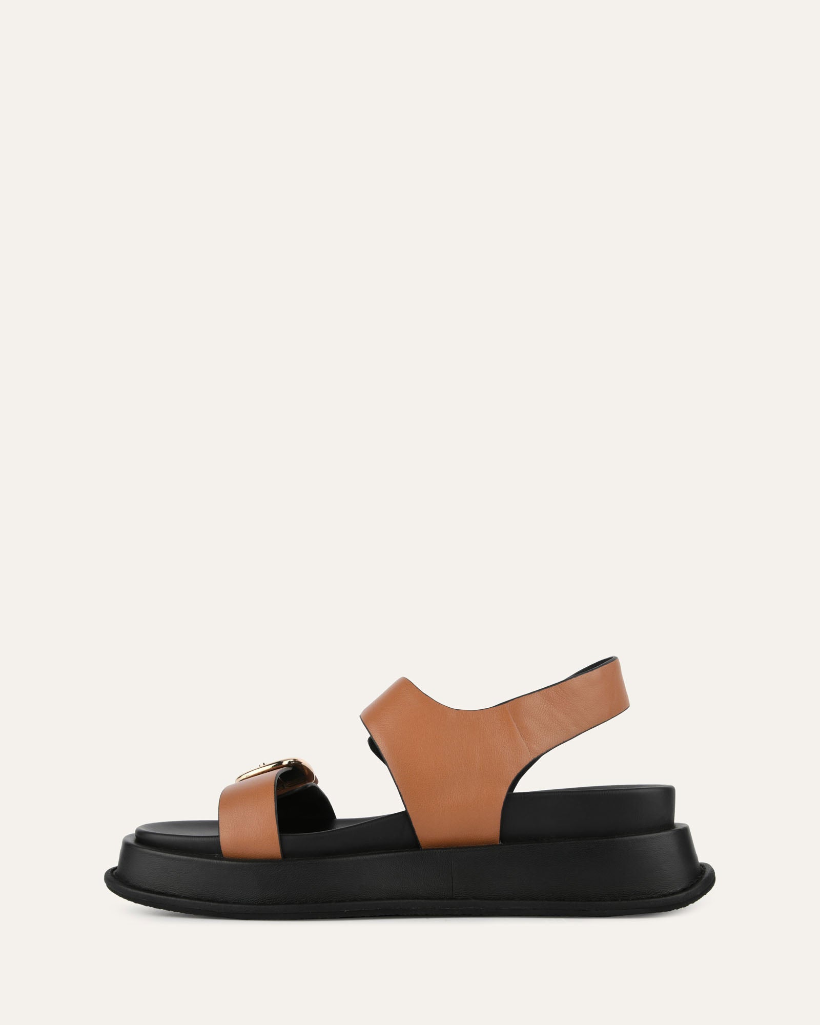 MABEL Women's Flat Sandals - Dark Tan Genuine Leather Comfortable Slip-On Shoes for Casual Outings & Beach Vacations