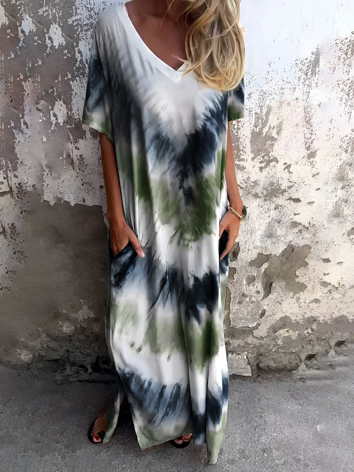 Stylish Beachy Tie Dye Short Sleeve Maxi Dress for Women - Perfect for Summer Vacations, Beach Getaways & Boho Fashion