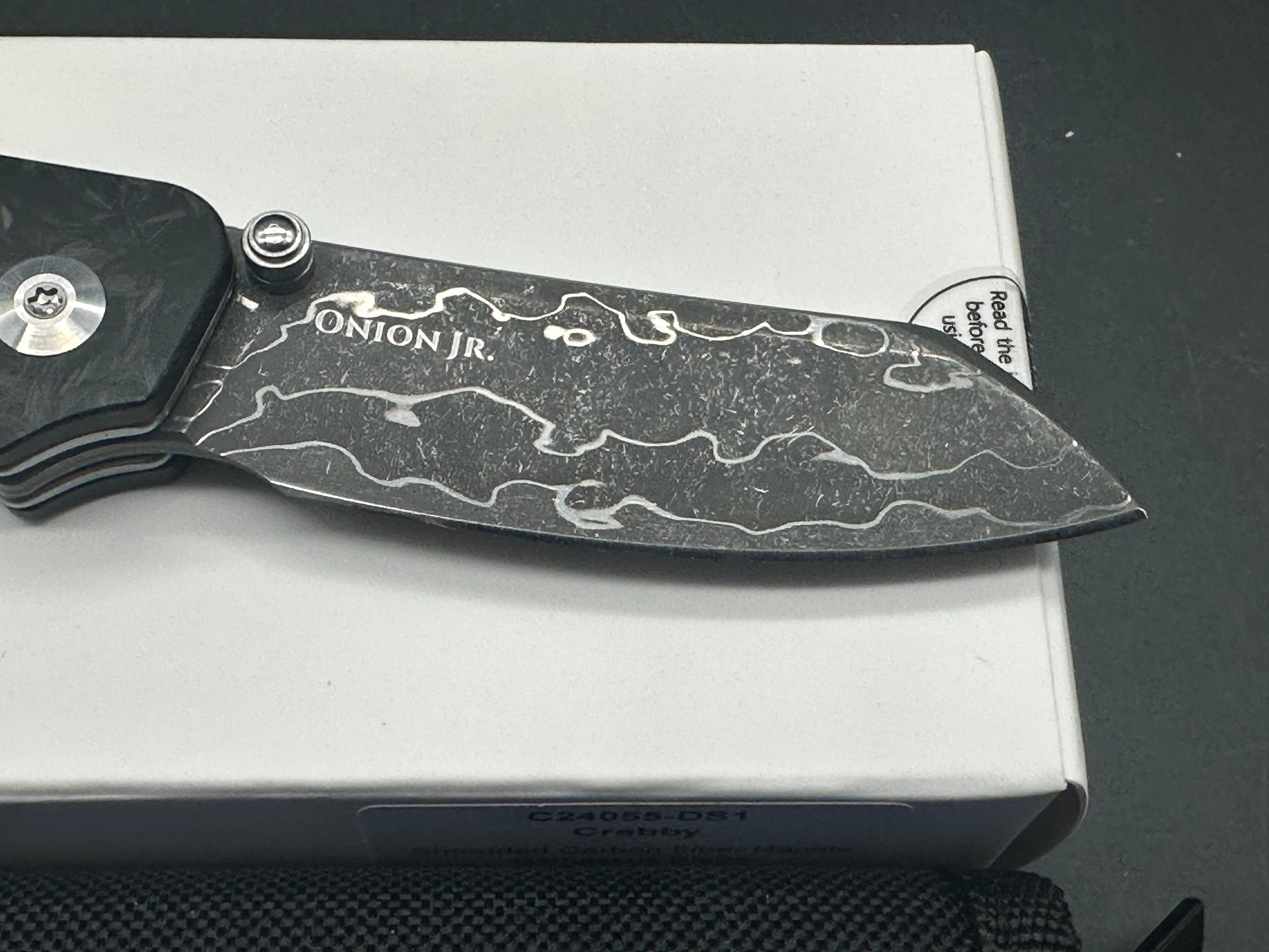 CIVIVI CRABBY Folding Knife - Damascus Steel Blade, Shredded Carbon Fiber Handle - EDC Pocket Knife for Outdoor, Camping & Everyday Carry