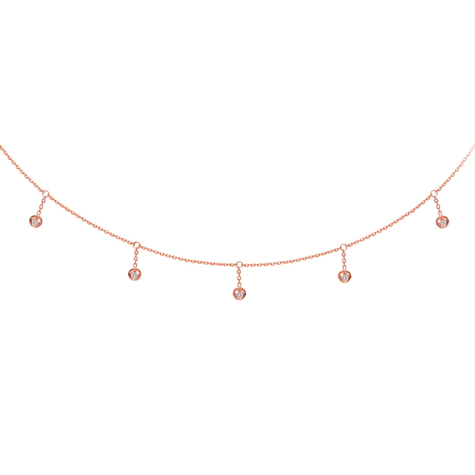 14K Gold Hanging Diamonds Choker Necklace - Elegant Layered Statement Piece for Women, Perfect for Parties, Weddings & Special Occasions