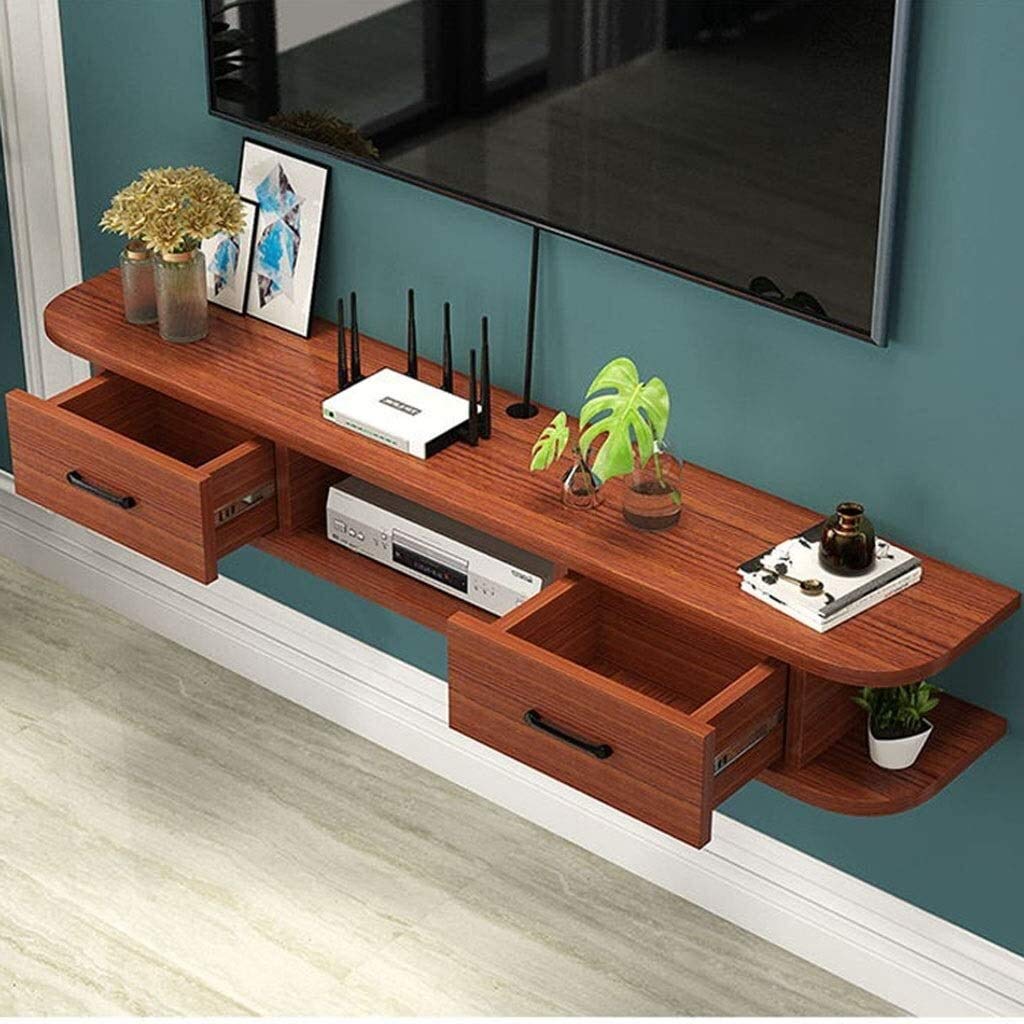 Wall Mounted Media Console with Drawers - Floating TV Cabinet for Living Room, Bedroom - Modern Storage Cabinet for Electronics & Media (120x24x18cm, B-Drawer) - Perfect for Small Spaces & Home Entertainment Setup