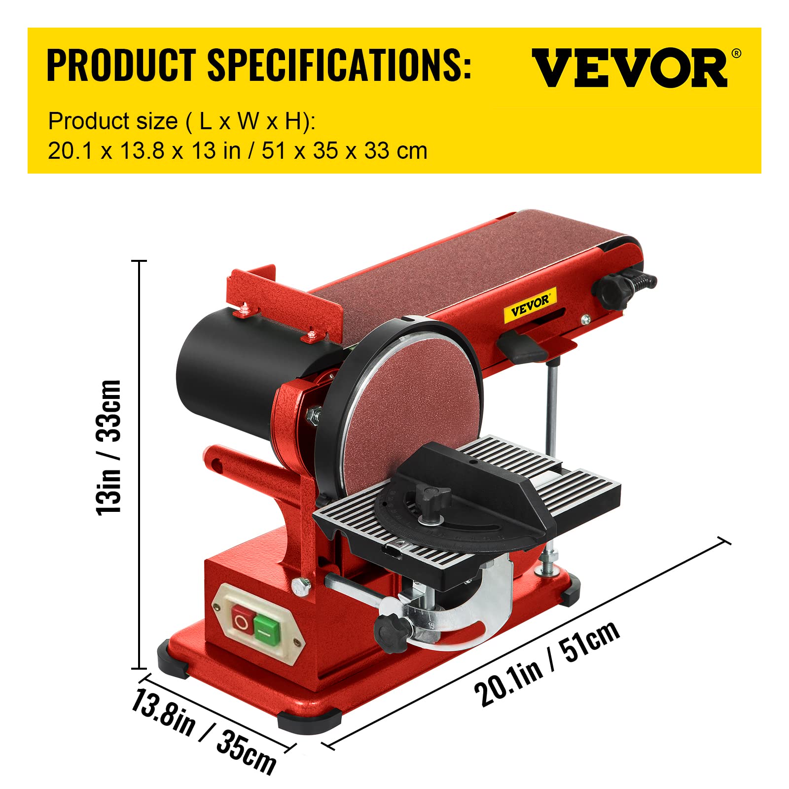 VEVOR 4 x 36 Inch Belt Sander & 6 Inch Disc Sander Combo - 375W Benchtop Sander with Dust Collection | Woodworking, Metal Sanding & DIY Projects | Powerful Bench Sander for Home Workshop & Professional Use