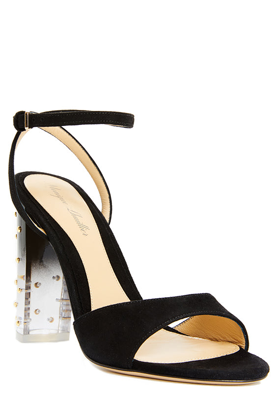 Harper Suede Studded Lucite Heel - Women's Fashion Chunky Block Heels for Parties, Weddings & Night Out | Comfortable & Stylish Shoes for Dressing Up