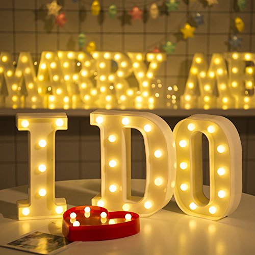 LED Marquee Letter Lights - Battery Powered Warm White Alphabet Wall Sign for Wedding, Birthday, Christmas Decor - H Light Up Letter for Home, Party, Restaurant & Event Decorations