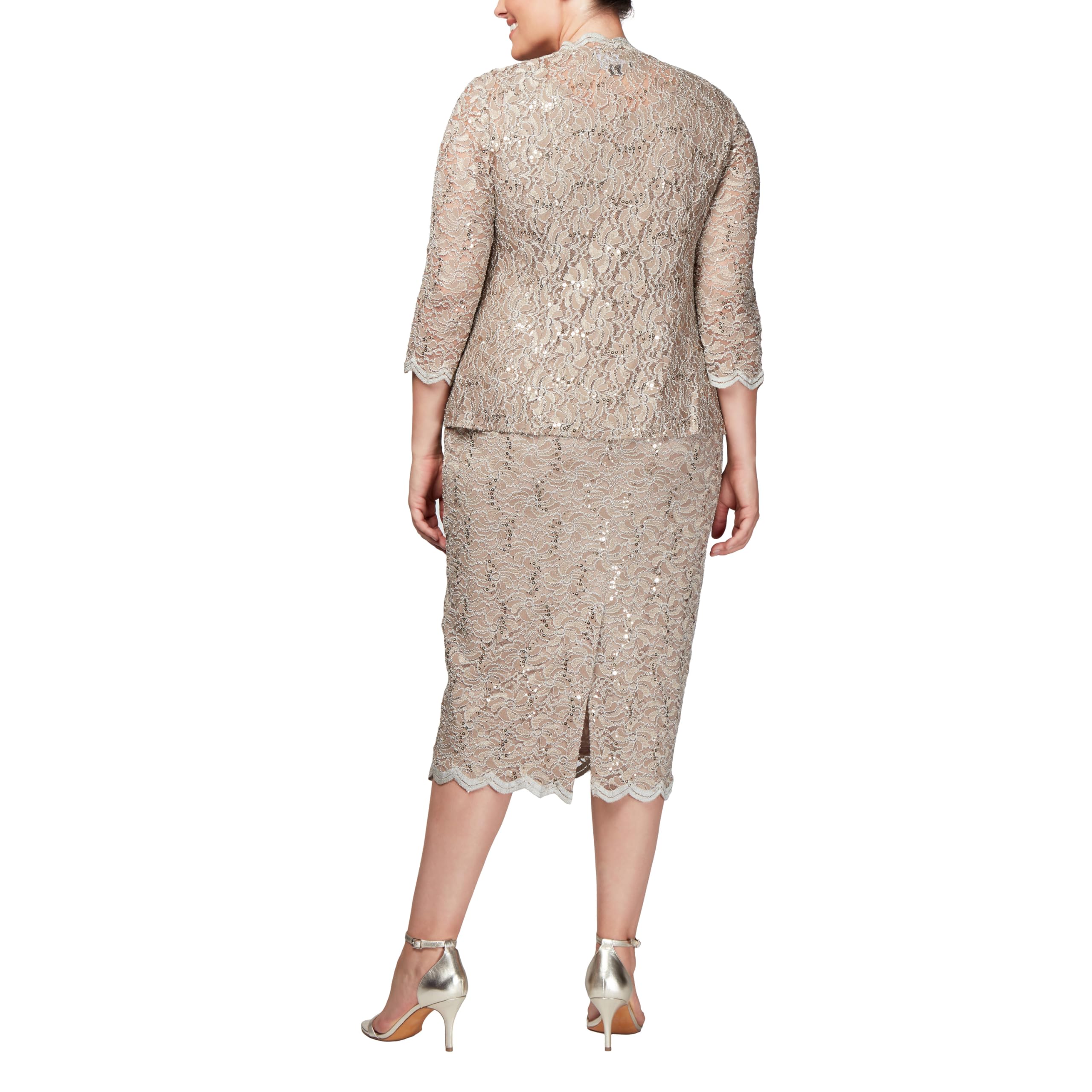 Alex Evenings Women's Plus Size Lace Jacket Dress - Elegant Formal Wear for Weddings, Parties & Special Occasions