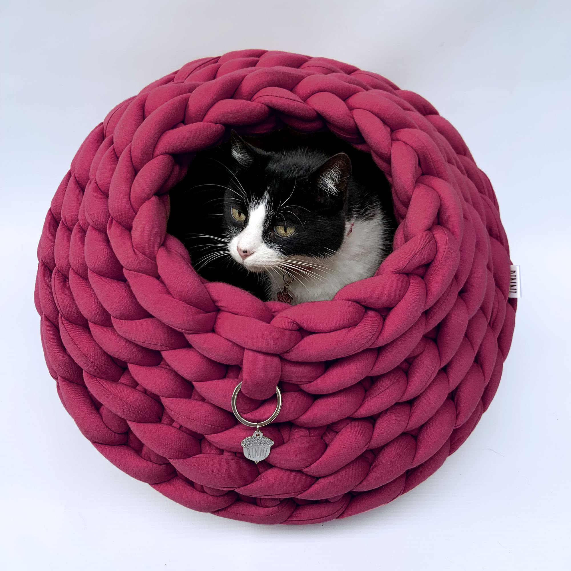 Premium Handmade Cat Bed Cave - Cozy & Washable Pet Bed for Cats, Kittens & Small Animals - Soft Cat House with Removable Cushion (Beige) - Perfect for Indoor Napping, Warm Winter Shelter & Stress Relief