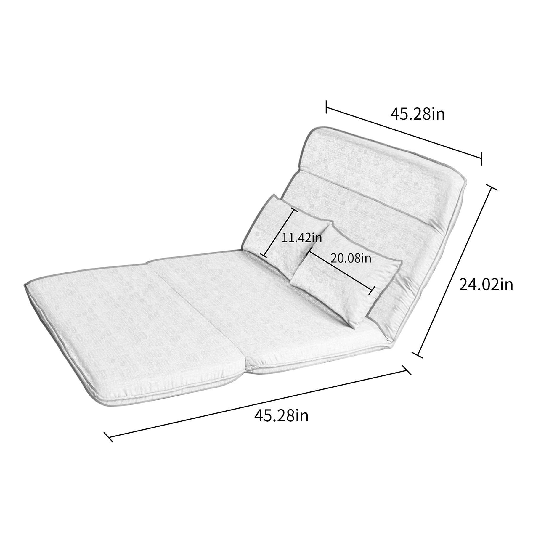 Adjustable Folding Lazy Sofa Bed - Floor Chaise Lounge Chair, Foldable Gaming Sofa Mattress & Futon Couch with 2 Pillows (Black) - Perfect for Living Room, Bedroom, Dorm Room & Game Room Relaxation