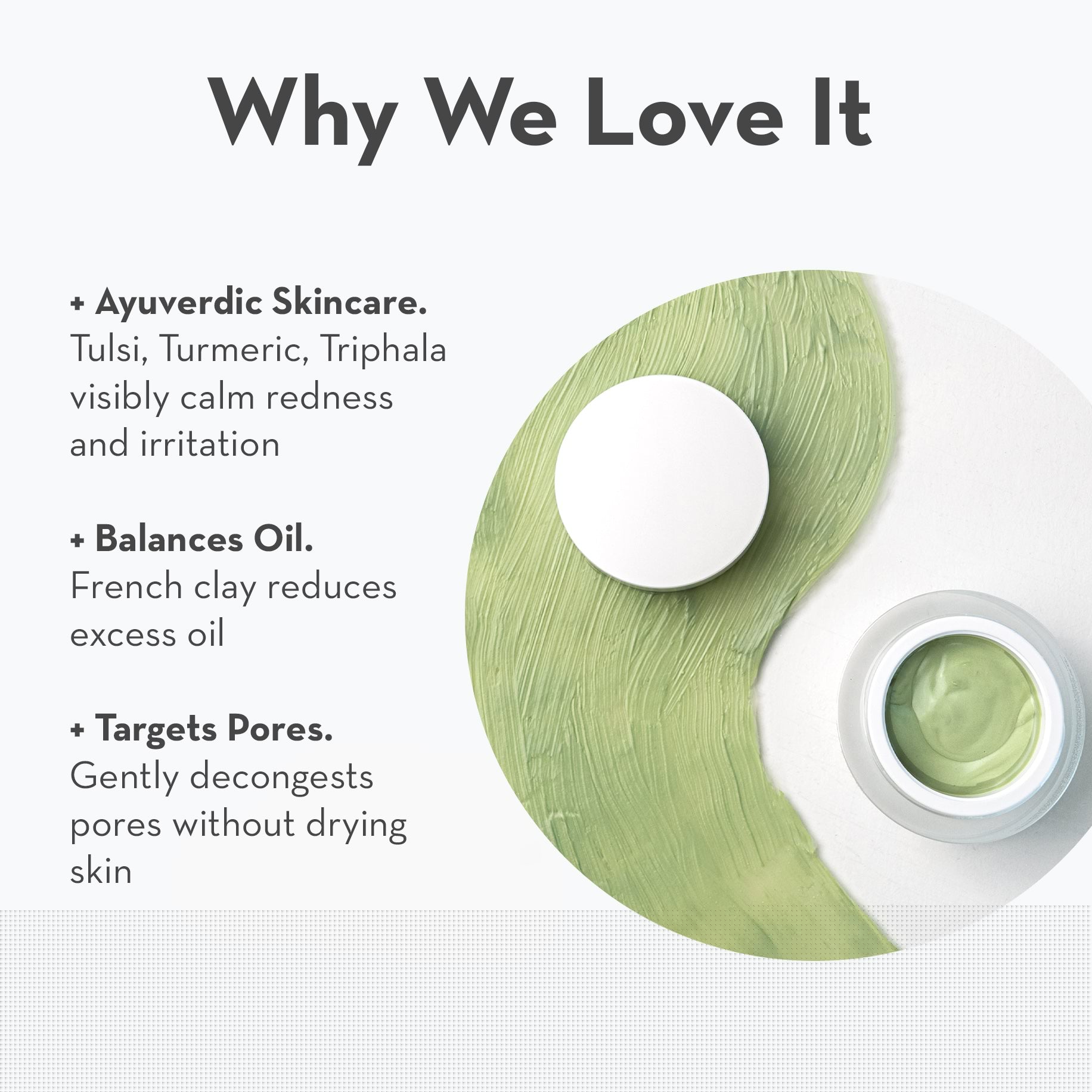 Tulsi Soothing Tri Clay Mask for Acne & Oily Skin - Organic Face Mask for Deep Cleansing & Pore Minimizing - Perfect for Spa Night & Self-Care Routine