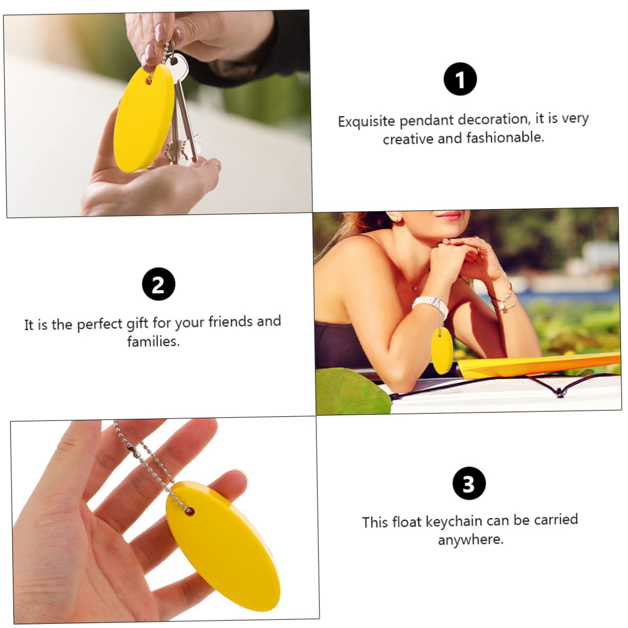 BCOATH 2-Pack Premium PU Floating Keychains - Elegant Oval Key Rings for Car, Door, Bag Keys - Waterproof Sailing Pendant Decor (6pcs x 2) - Perfect for Gifts, Travel & Everyday Use