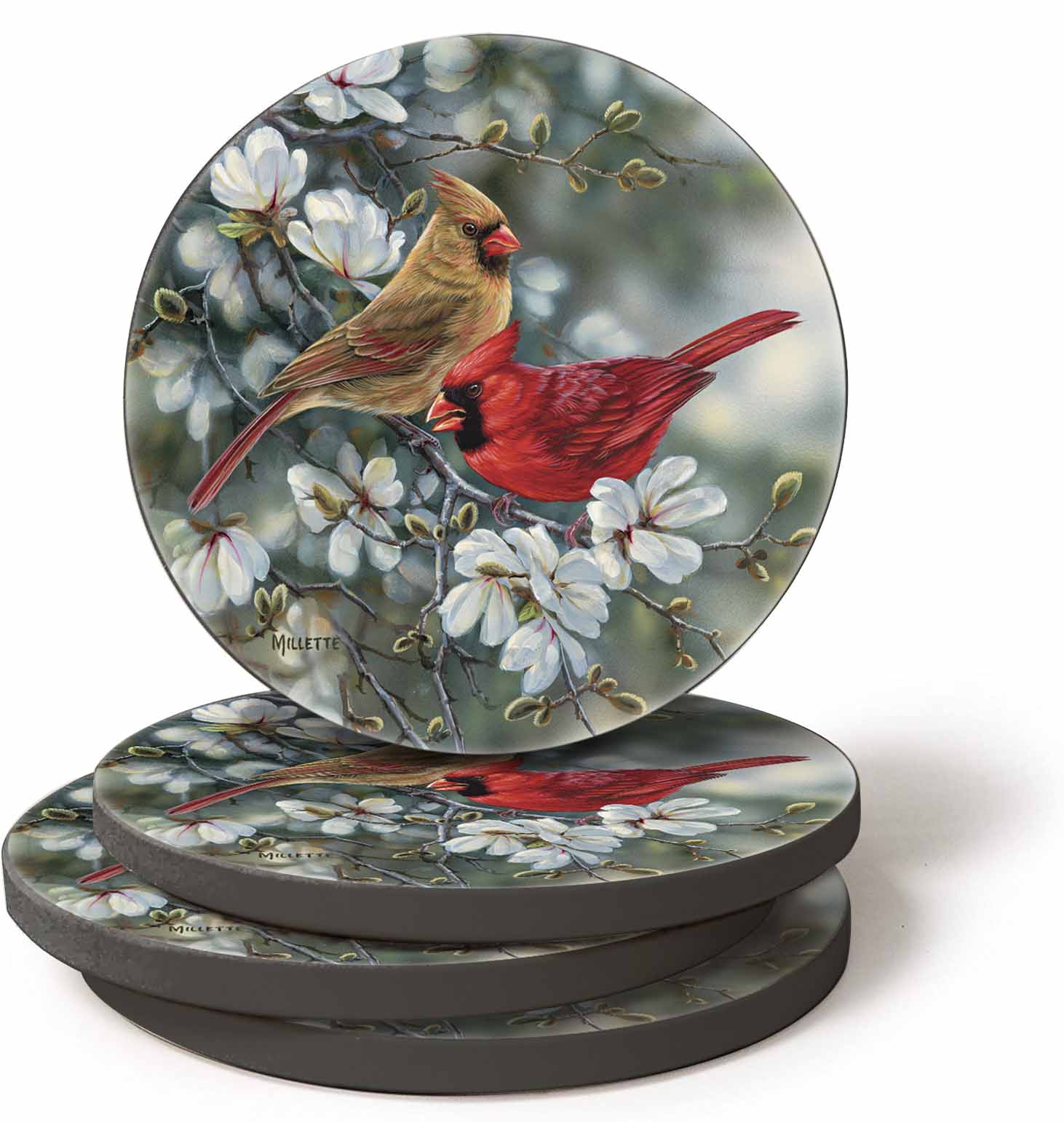 St. Louis Cardinals Team Logo Coasters - Set of 4 Absorbent Cork-Backed Drink Coasters for Beer, Wine & Coffee - Perfect for Game Day, Home Bar & Office Decor