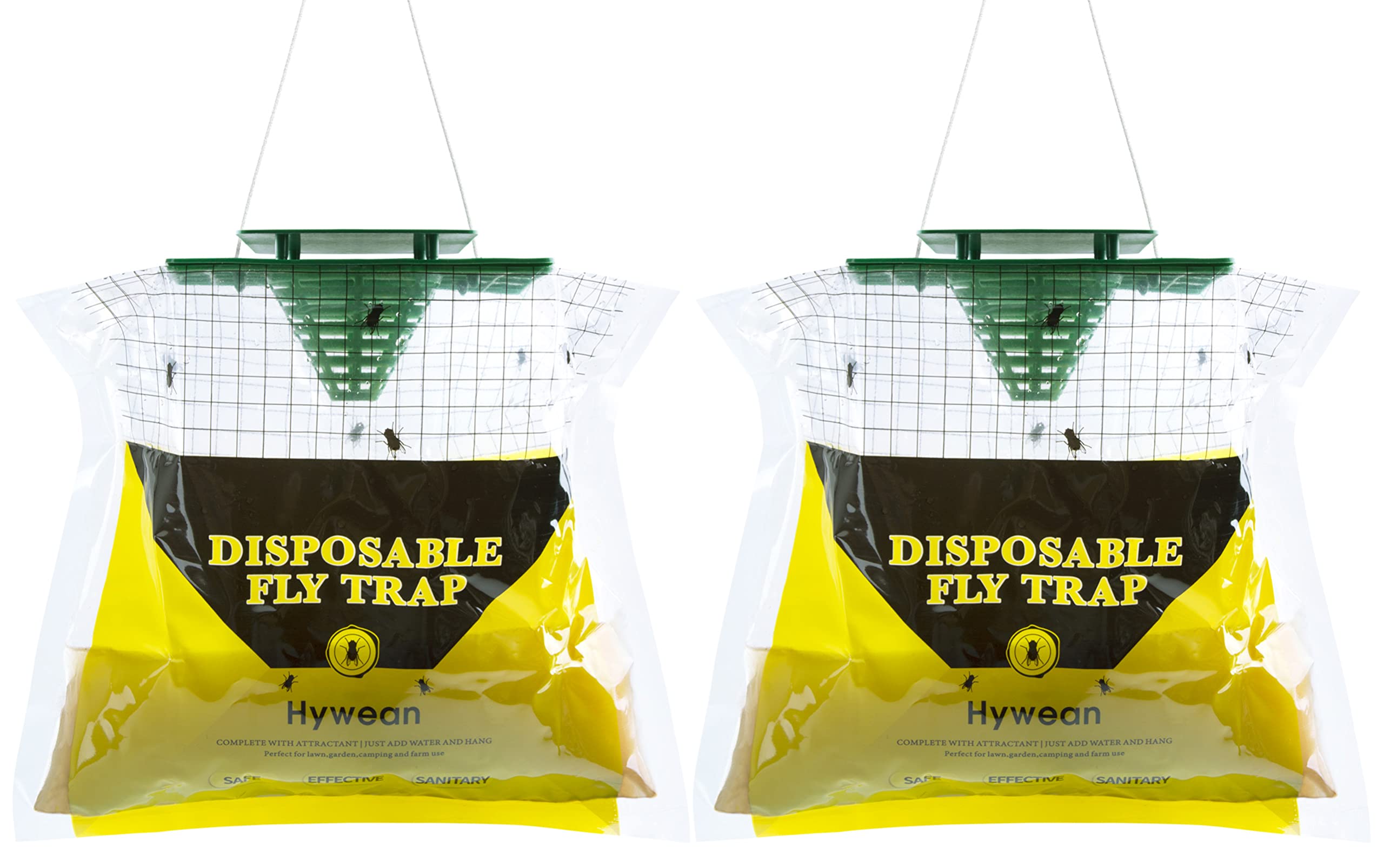 2 Pack Disposable Fly Traps Outdoor - Effective Non-Toxic Fly Catcher Bags with Fly Bait for Garden, Patio, and Backyard Pest Control