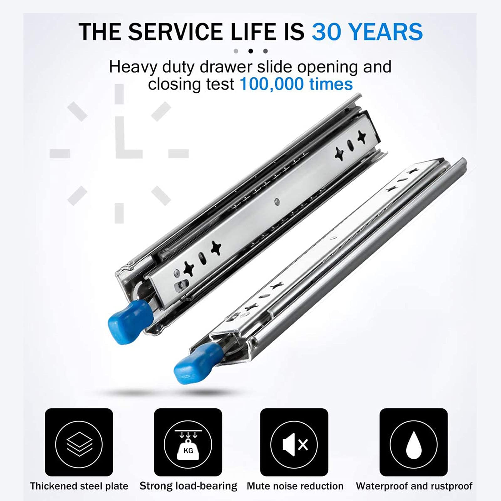 Soft Close Ball Bearing Drawer Slides - 32 Inch Heavy Duty Full Extension Side Mount Drawer Rollers (1 Pair 800mm) - Perfect for Kitchen Cabinets, Dressers & Furniture Installation