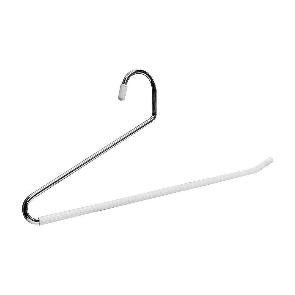 CompreDH 50-Pack Chrome Metal Open-End Pants Hangers - 15 Inch Non-Slip Closet Organizers for Pants, Skirts & Coats - Space-Saving Clothes Hanger Rack for Home, Office & Retail Store Organization