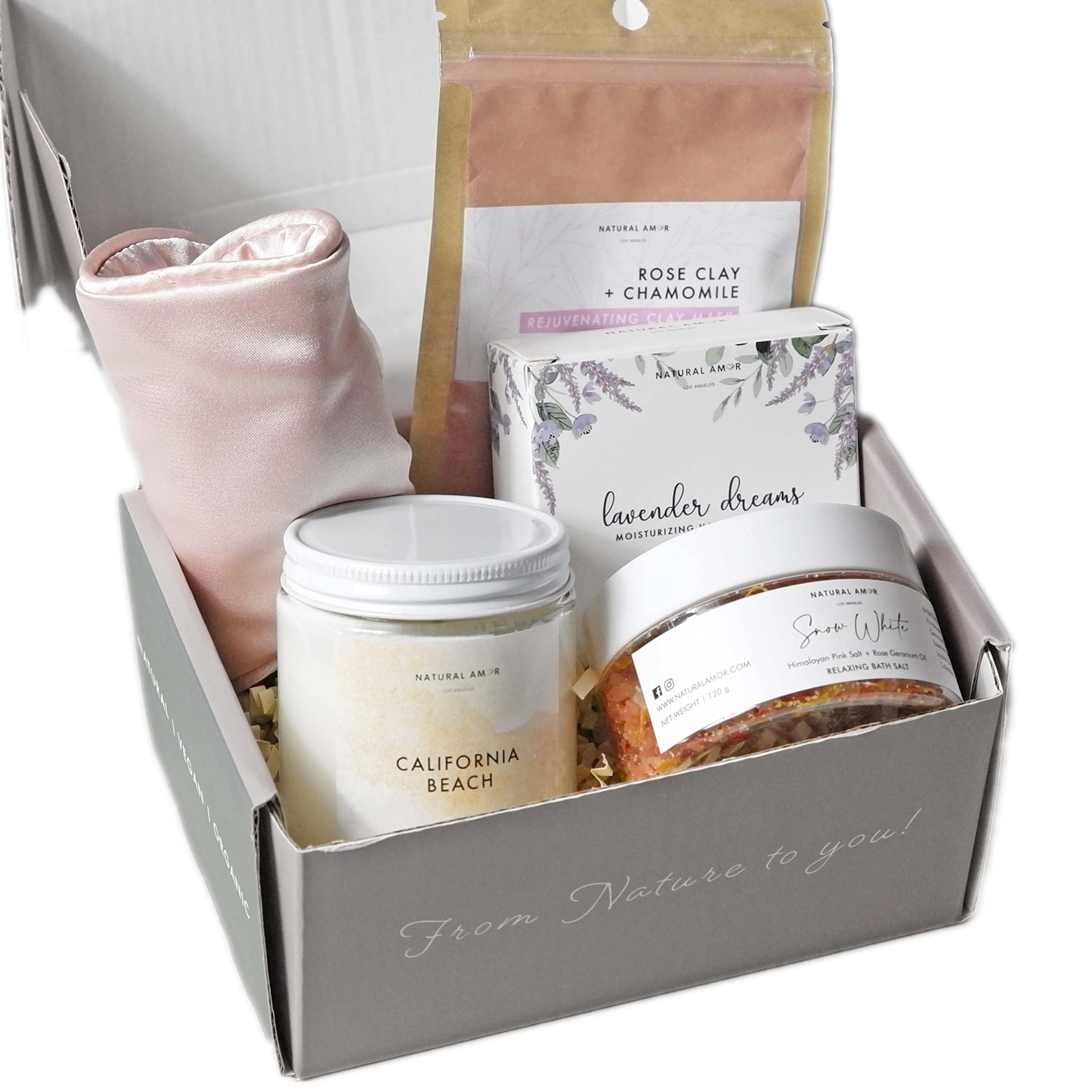 Natural Amor Handmade Spa Gift Set - 5 Piece Relaxing Skin Care Set for Women | Organic Self-Care Kit with Bath Salts, Body Butter & More | Perfect Birthday, Mother's Day & Holiday Gift | Ideal for Home Spa Nights, Pampering Sessions & Stress Relief