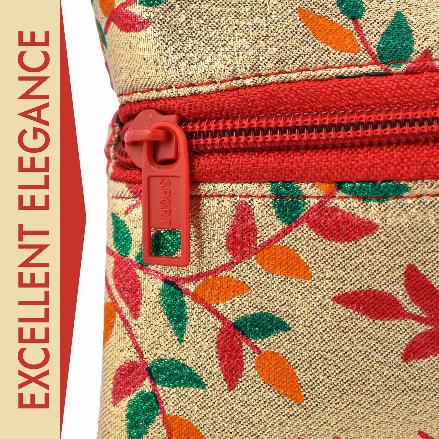Kuber Industries Women's Silk Clutch Purse with Shining Leaf Chain - Elegant Traditional Handbag for Parties, Weddings & Special Occasions - Pack of 2 (Golden)