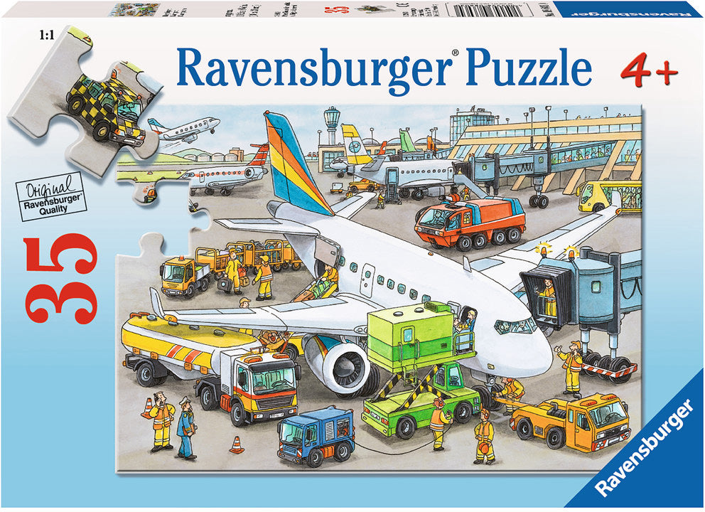35 Piece Busy Airport Jigsaw Puzzle for Kids – Fun & Educational Travel-Themed Puzzle for Family Game Night & Learning Activities