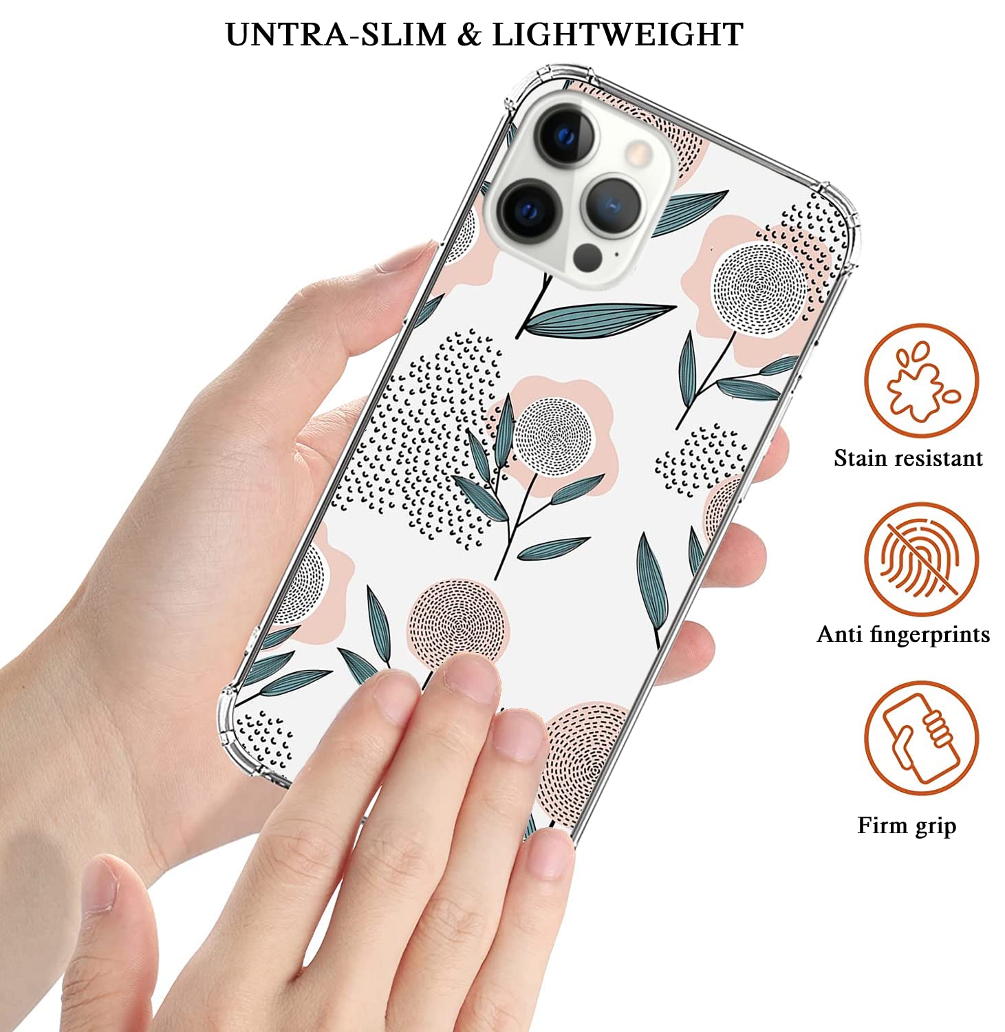 Boho Floral iPhone 12 Pro Max Case - Trendy Abstract Plant Design TPU Bumper Cover for Women & Men | Perfect for Everyday Use, Travel, and Gift Giving