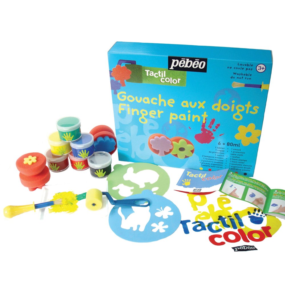 Pebeo Tactilcolor Finger Paint Super Kit - 6 x 80ml Jars | Non-Toxic Sensory Paint for Kids & Adults | Perfect for Art Classes, DIY Projects & Creative Play
