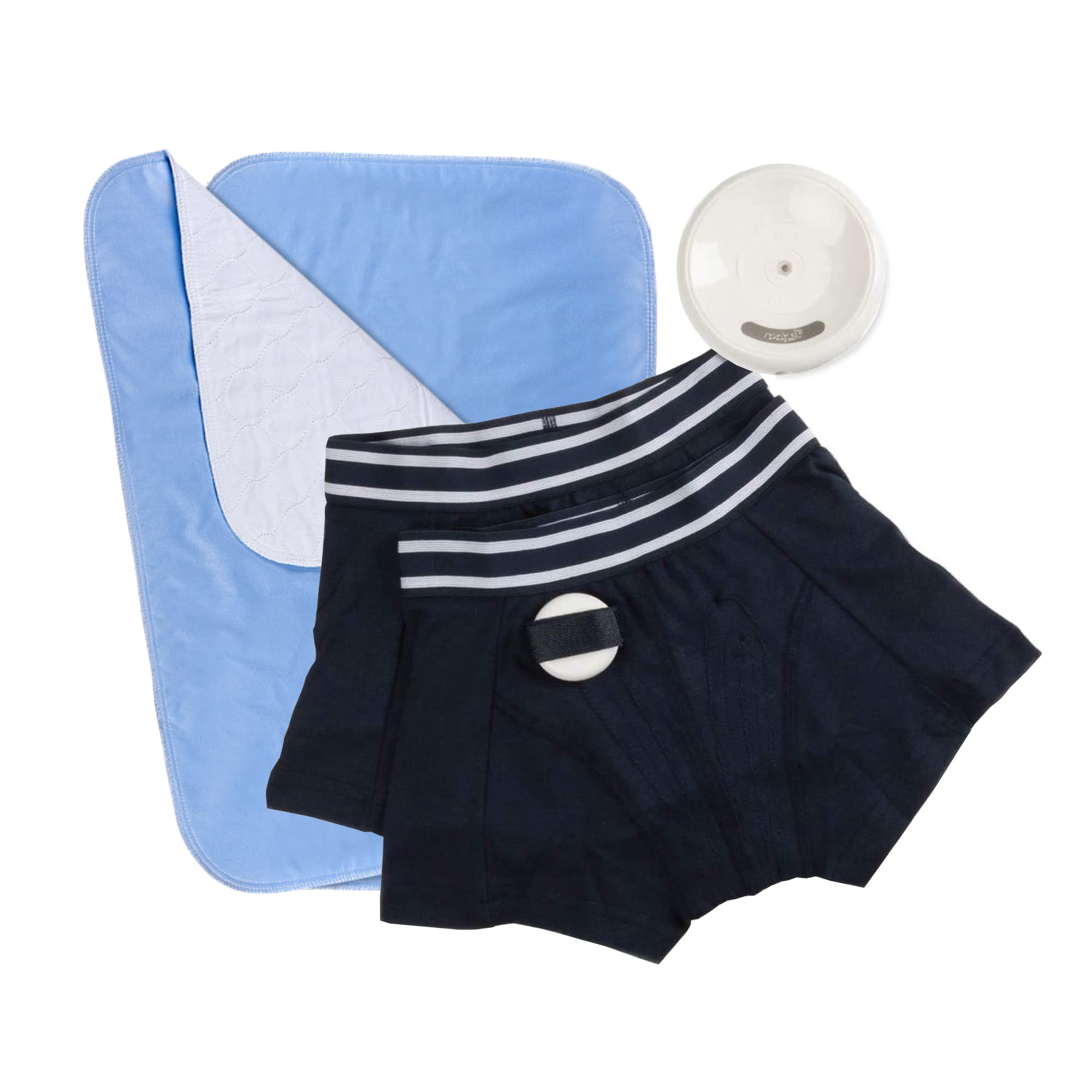 Rodger Wireless Bedwetting Alarm Kit for Kids - Waterproof Bedwetting System with 2 Moisture Sensors, Washable Bed Pad & Mobile App - Child Size Medium (Navy Blue) - Nighttime Potty Training Solution for Boys & Girls