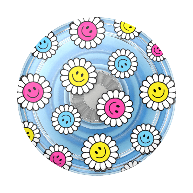 Translucent Blue Kawaii Daisies PopGrip - Cute Phone Grip Stand for iPhone & Samsung - Perfect for Gaming, Selfies, and Everyday Use