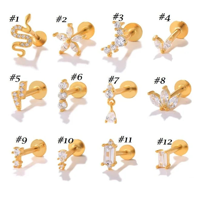 High-Quality Sterling Silver Labret Back Curved Bar Flat Back Studs | HC027 | Perfect for Lip, Nose & Cartilage Piercings