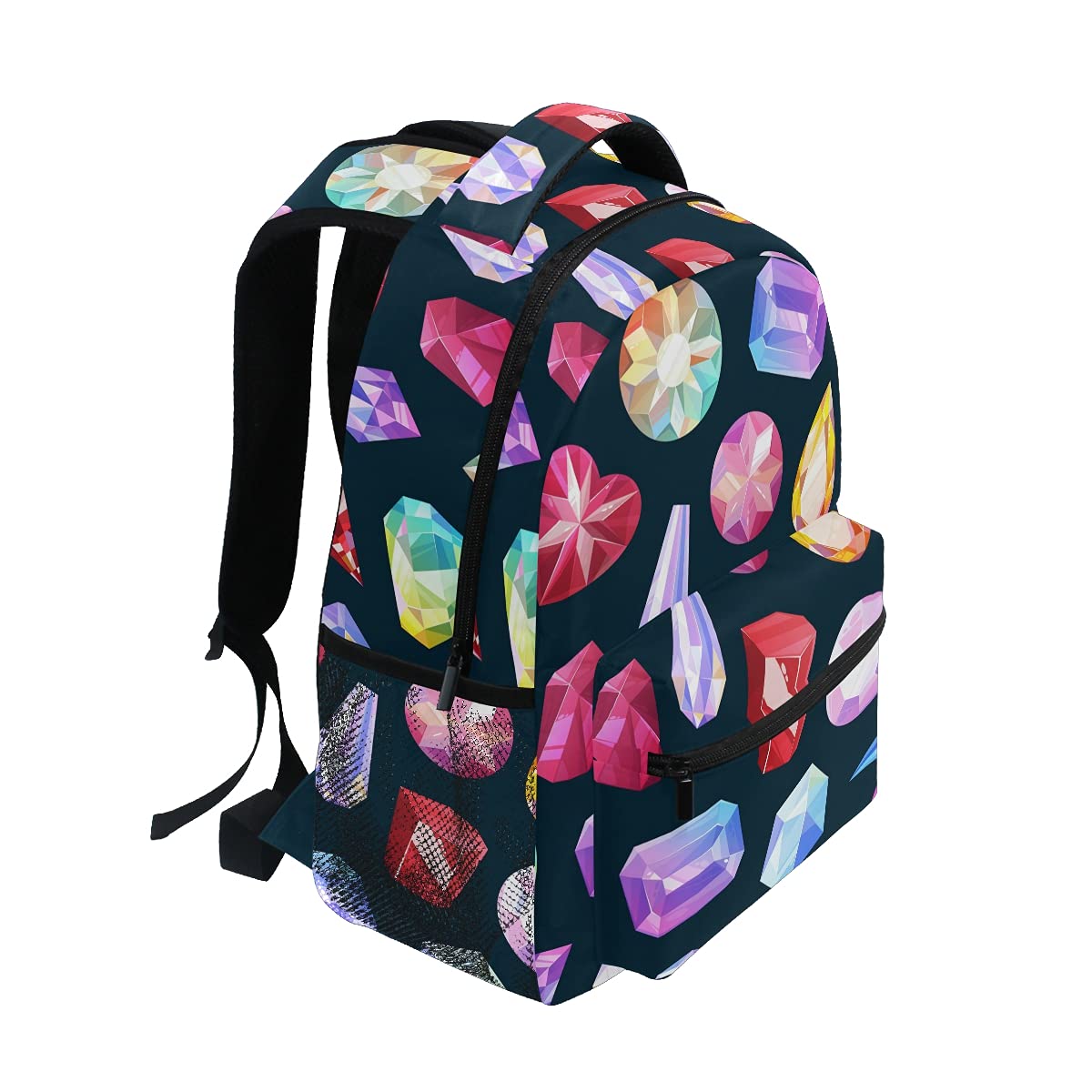Stylish Gemstone Print Backpack - Durable Laptop Bag for School, Travel & Hiking | Water-Resistant Daypack for Women, Men & Teens | Perfect for Work, College & Outdoor Adventures