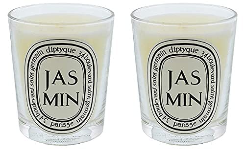 Diptyque Jasmin Scented Candle 6.5 oz (2 Pack) - Luxury Home Fragrance for Relaxation, Romantic Ambiance & Spa Nights