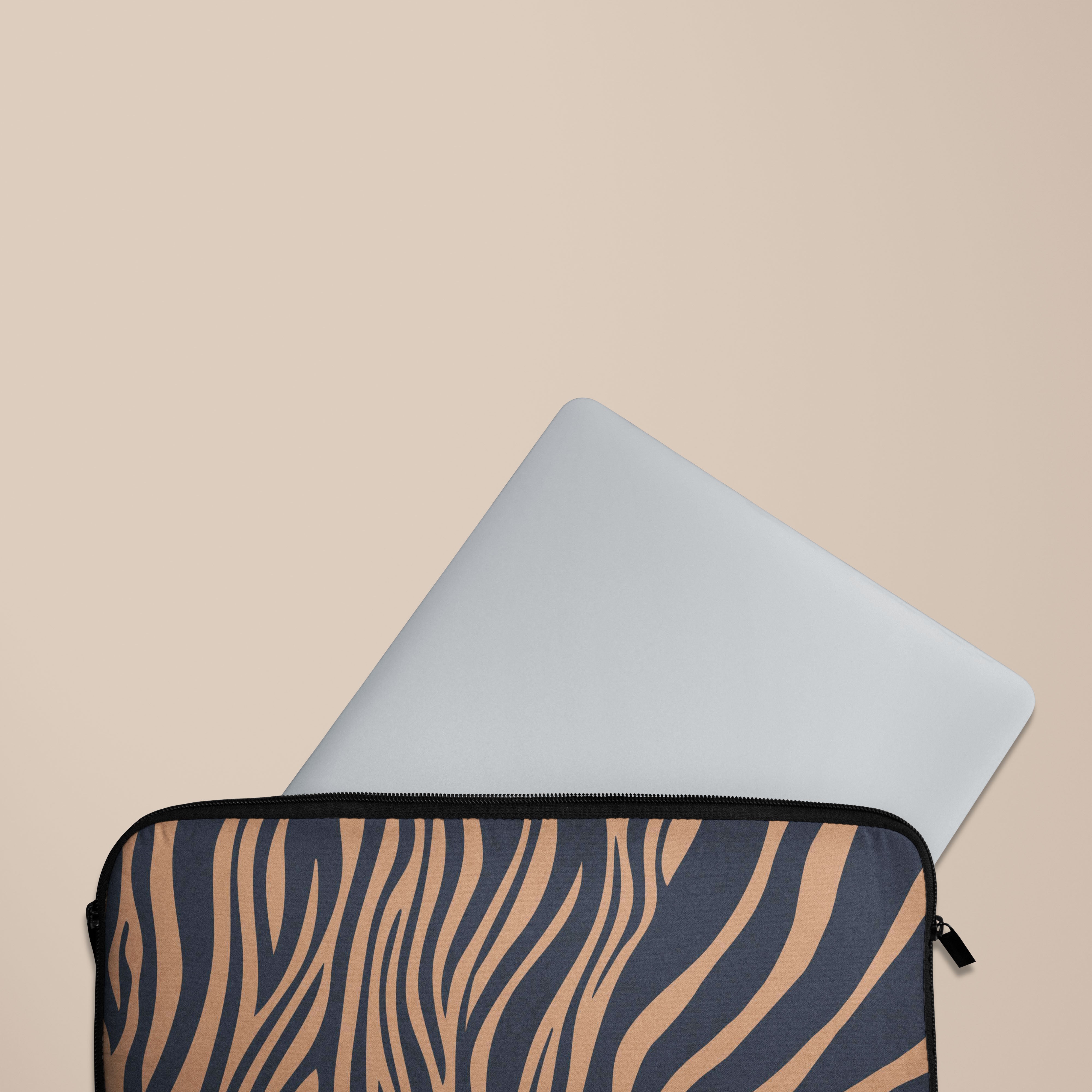 Premium Blue Copper Zebra Print Laptop Sleeve Case - 13-15 Inch Protective Cover for MacBook, Dell, HP | Perfect for Work, School & Travel