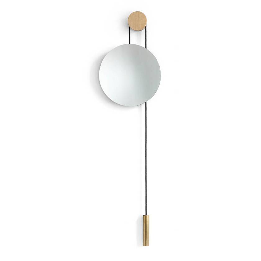 NEW WORKS Rise & Shine Wall Mirror - Natural Wood & Brass Frame - Modern Bathroom, Bedroom & Entryway Decor