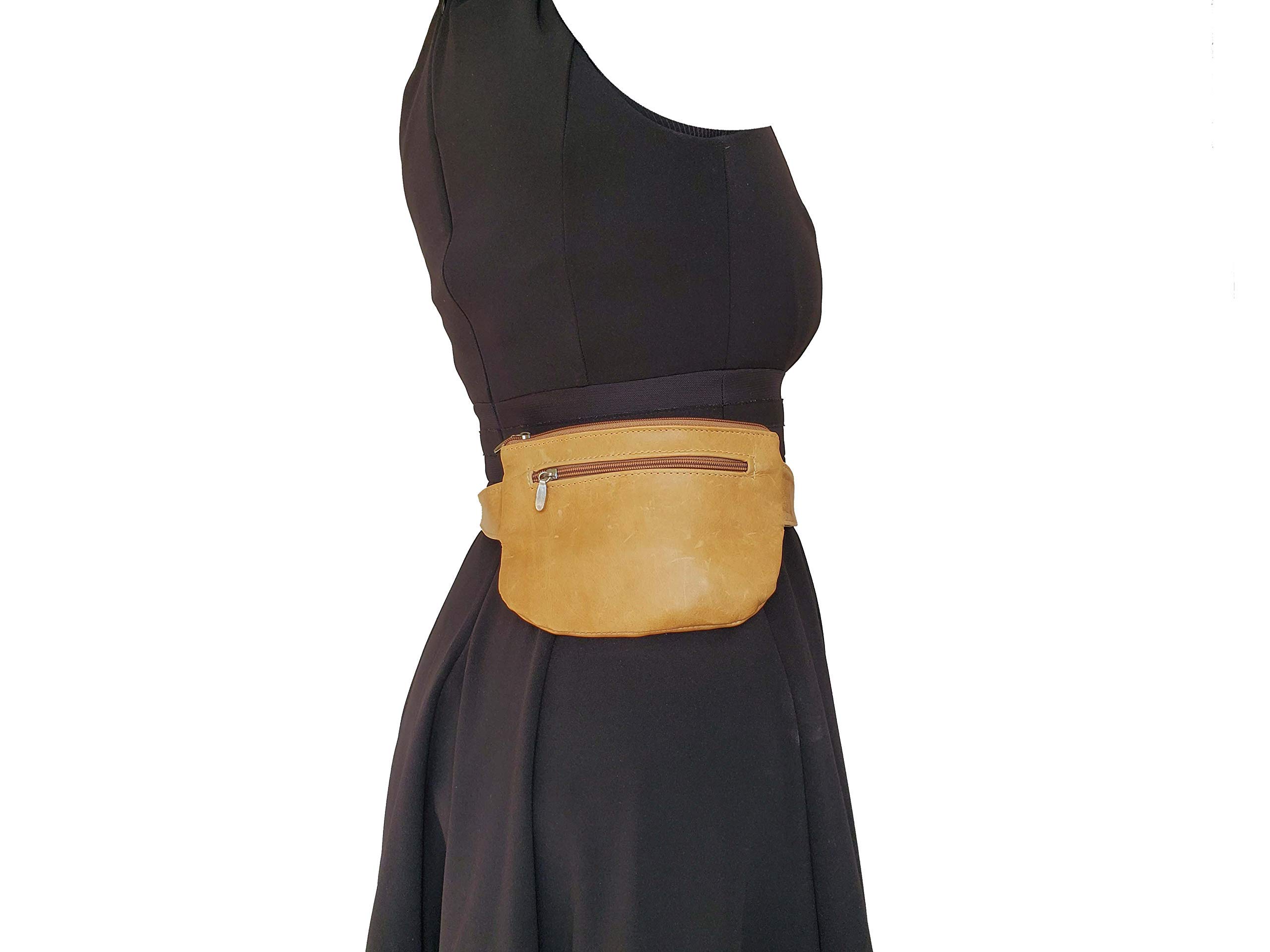 Fgalaze Vintage Distressed Leather Belt Bag - Unisex Waist Pack Fanny Pack for Men & Women - Perfect for Travel, Hiking, Concerts & Everyday Use