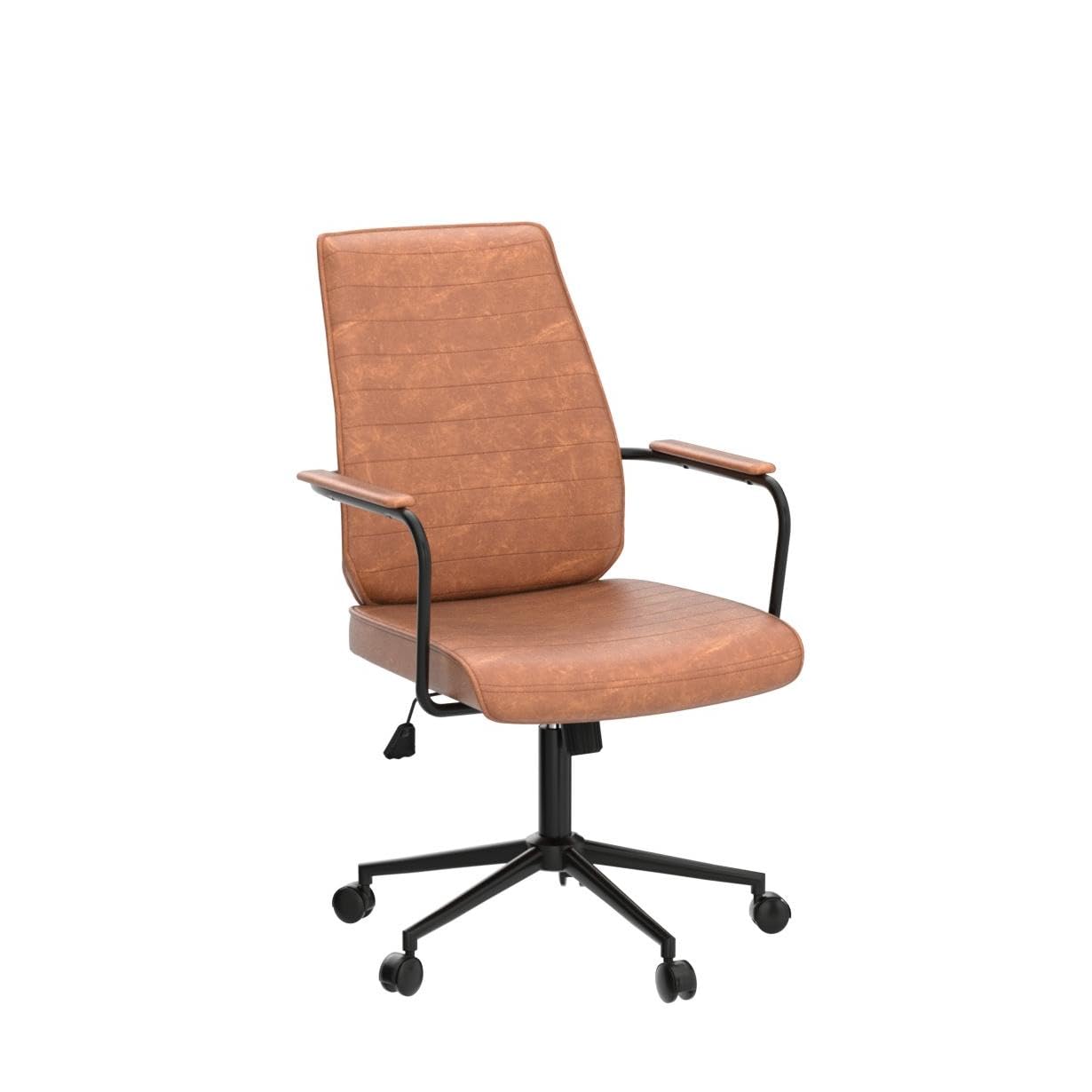 Premium Brown Executive Office Chair - Adjustable Leather Mid Back Swivel Desk Chair with Padded Armrests - 400lbs Weight Capacity - Ergonomic Computer Chair for Home Office, Conference Room & Workspace - Ideal for Professionals & Long Work Sessions