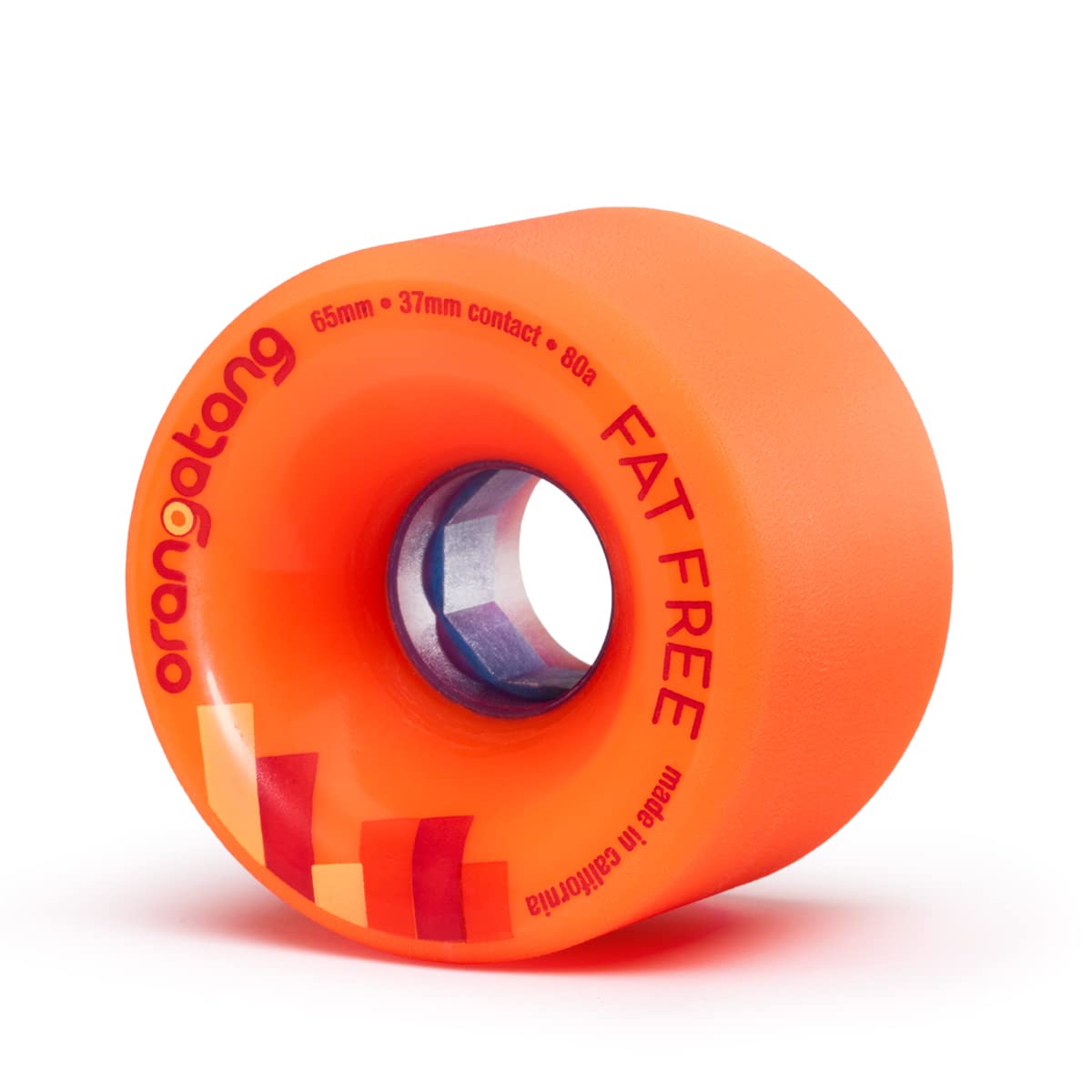 Orangatang Fat Free 65mm Freeride Longboard Wheels - Set of 4 | High Performance Urethane Skateboard Wheels for Downhill, Sliding & Cruising | Smooth Ride for Longboarders & Skateboard Enthusiasts
