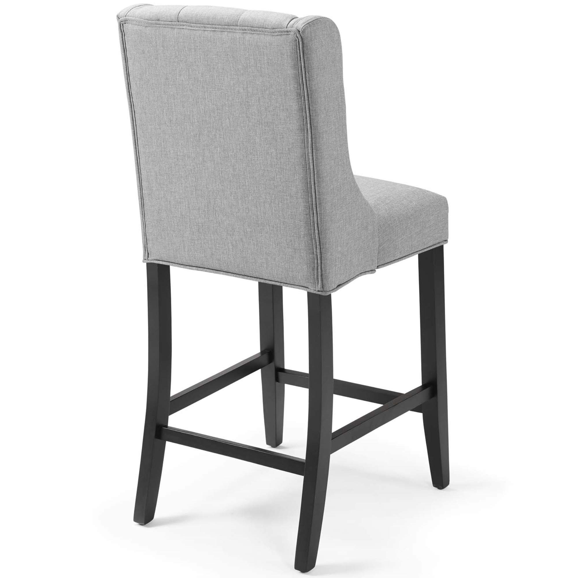 Ergode Baronet Tufted Button Upholstered Fabric Counter Stool Set of 2 - Modern Light Gray Kitchen Bar Stools with Comfortable Padding & Solid Wood Legs - Perfect for Breakfast Bars, Kitchen Islands, and Home Decor