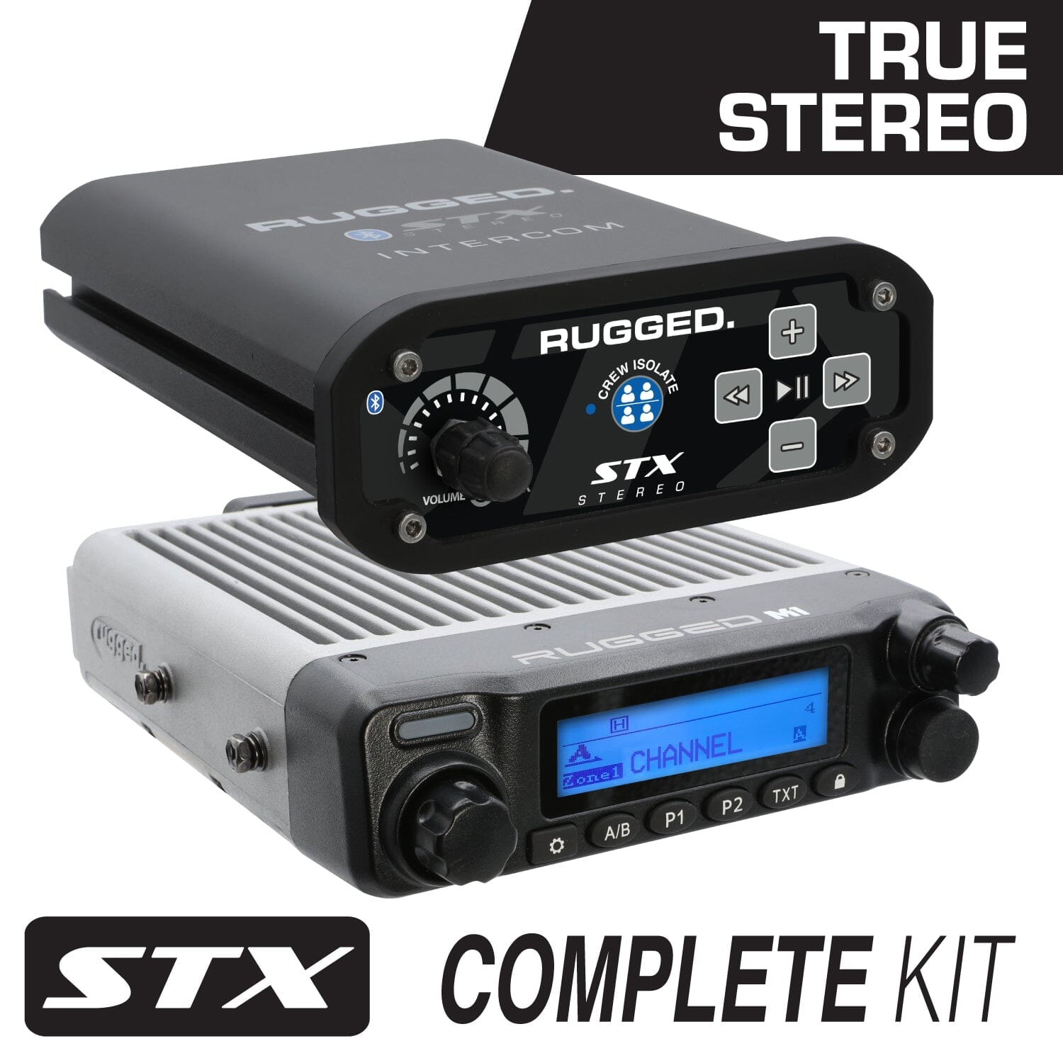 STX Stereo Complete Communication Intercom System for 2 Person with STX Stereo Helmet Kits - Motorcycle, ATV & Snowmobile Riding Communication Gear